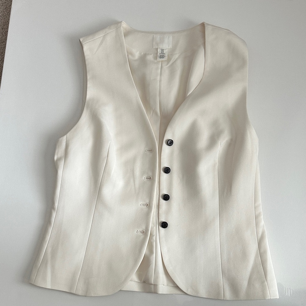 H&M Ivory Button-Up Vest